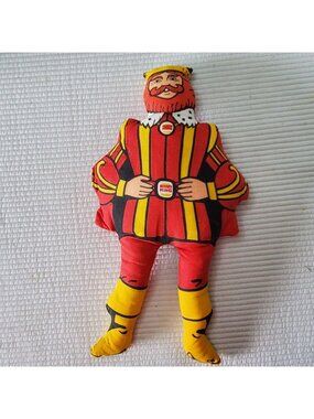 Burger King Plush 13" USA 1970s Mascot Cloth Doll Flat Printed Vinatge Stuffed